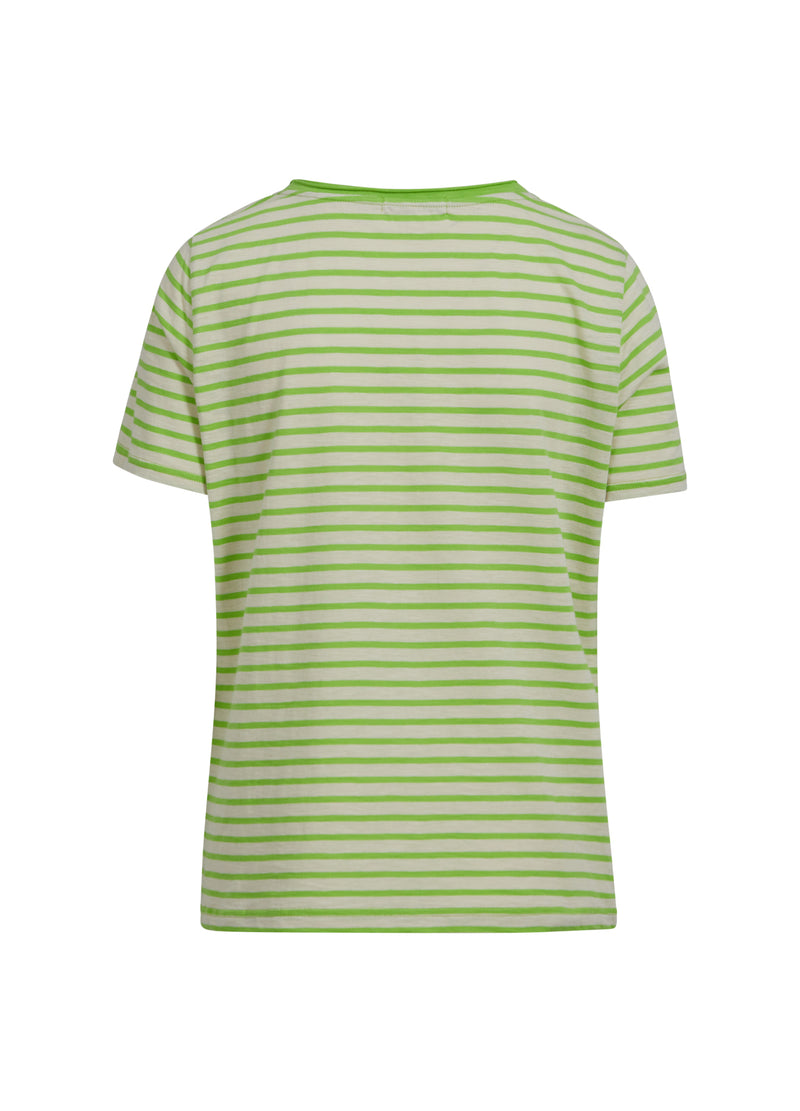 Coster Copenhagen STRIBET T-SHIRT T-Shirt Flashy green cream stripe - 481
